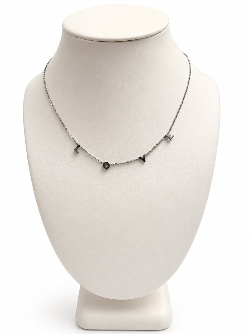 LOVE Letter Charm Necklace | Silver Tone Minimalist Dainty Necklace | Plunder
